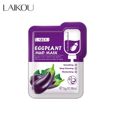 Mặt nạ bùn cà tím LAIKOU 5g loại bỏ mụn đầu đen sạch lỗ chân lông trắng da