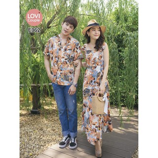 Đồ Đôi - ÁO ĐÔI - SET Áo sơ mi váy đôi Họa tiết đi biển E362 - LoviCouple - Có FeedBack