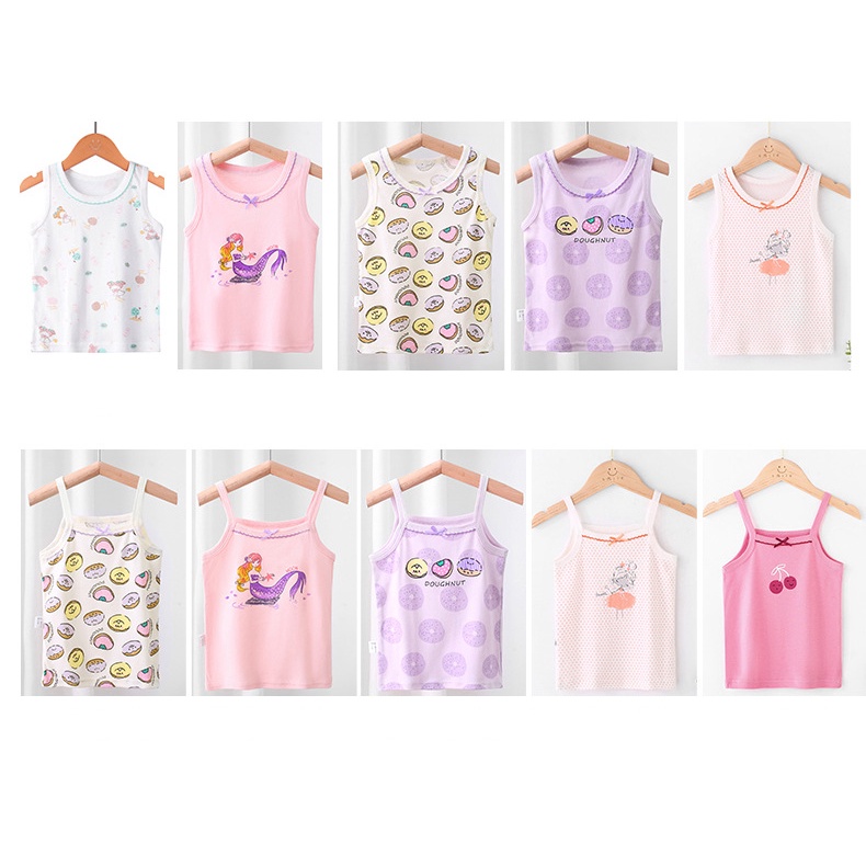 Áo Thun Cotton Sát Nách In Họa Tiết Hoạt Hình Thời Trang Hàn Quốc Cho Bé 90-160cm