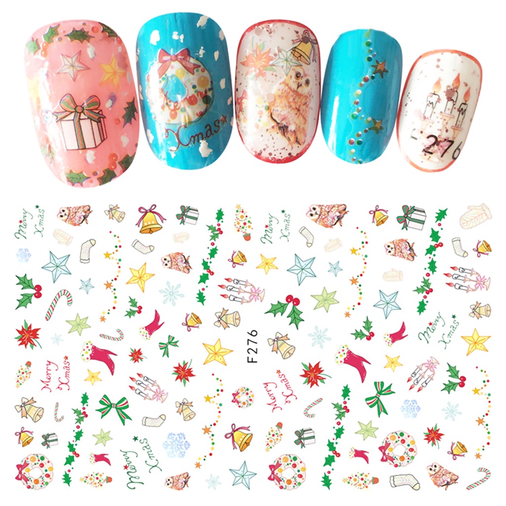 Miếng Dán Trang Trí Móng Tay Hình Ông Già Noel Mini Xinh Xắn