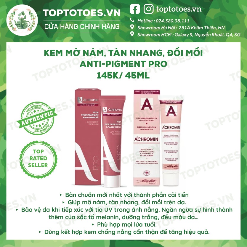 Kem nám Achromin Antipigment Pro mờ nám, tàn nhang, đồi mồi