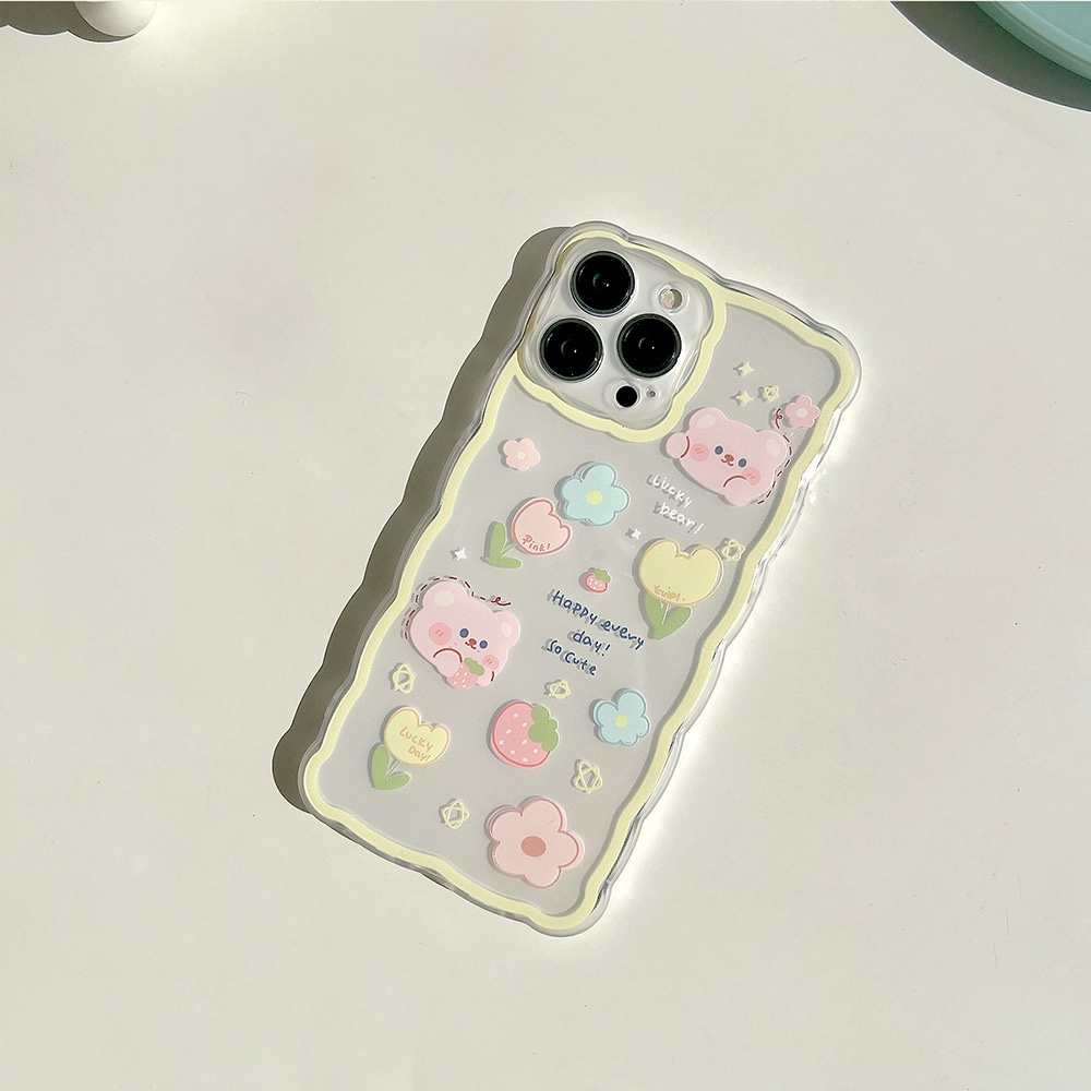 Ốp lưng iphone Cạnh Sóng Viền Vàng Lucky Bear 13promax/13pro/13/12promax/12pro/12/7plus/8plus/11/11promax/x/xs/xsmax/7/8