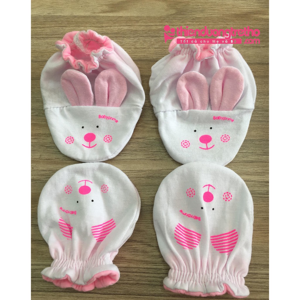 Bộ Bao tay chân sơ sinh mittens có tai