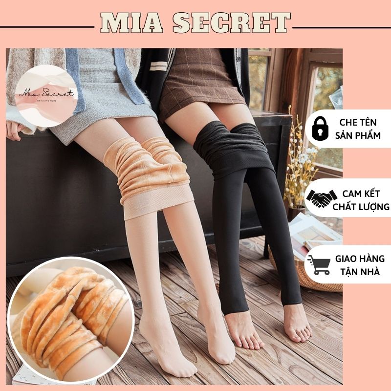 Quần Tất Nữ Lót Lông Giữ Nhiệt Siêu Ấm, Co Dãn 4 Chiều Màu Đen/ Da MIA SECRET