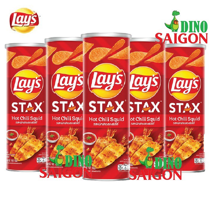 Bộ 5 Hộp Bánh Snack Khoai Tây Lay's Stax Thái Lan 105g Vị Mực Sốt Cay