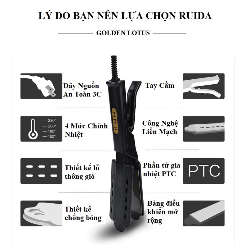 Máy ép tóc 4 mức chỉnh nhiệt RUIDA chức năng : tạo kiểu tóc - là thẳng tóc