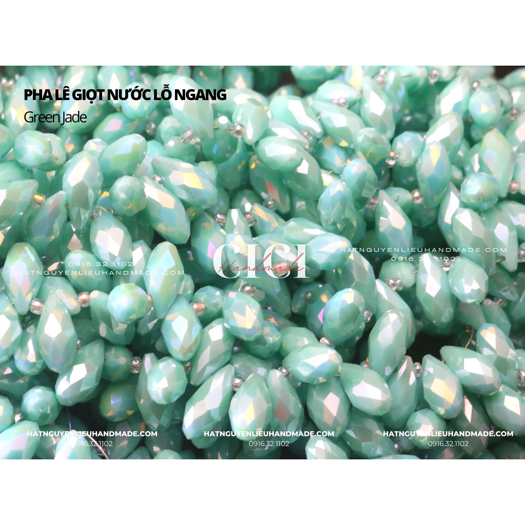 Túi lẻ 20h Pha lê giọt nước lỗ ngang 6*12mm màu pastel sữa đục Cici Handmade nguyên liệu DIY hạt đính kết hạt vòng tay