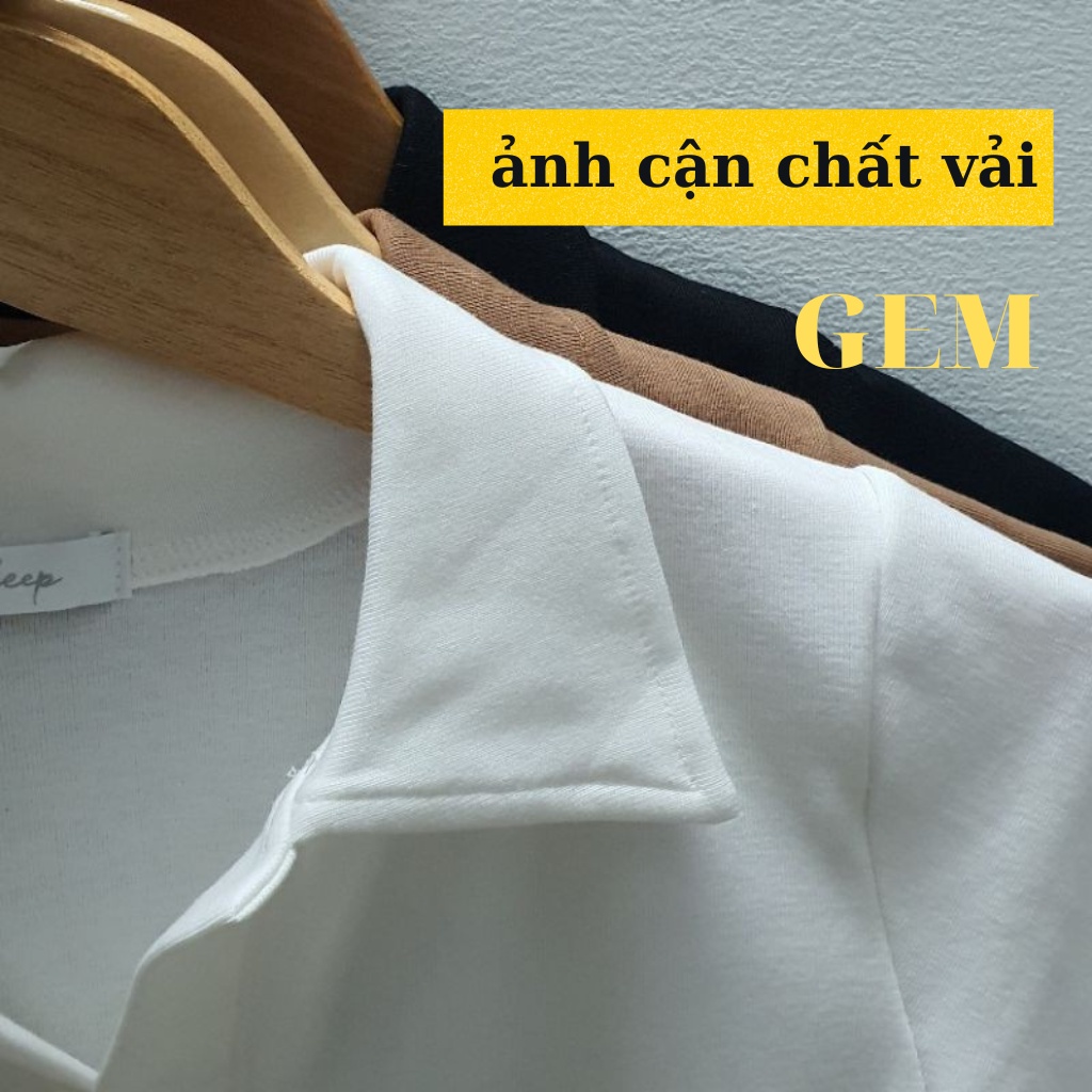 Áo croptop tay ngắn cổ Polo , áo thun nữ croptop vải tốt