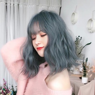 Tóc giả nữ 🥰freeship🥰 tóc giả nguyên đầu xù lỡ 35cm siu hót hít