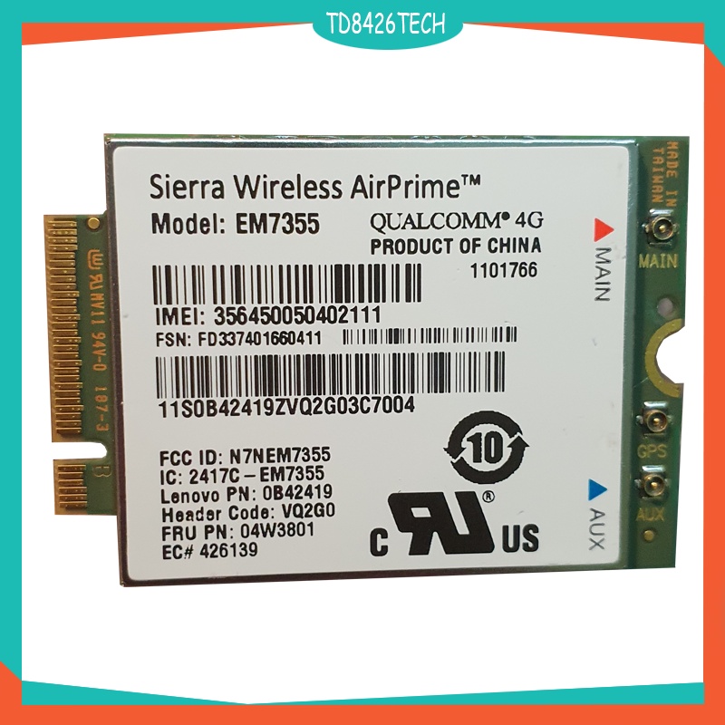 Card WWAN 4G cho Laptop EM7355 - Card WWAN 4G Thinkpad EM 7355 - 04W3801 Dùng cho Lenovo ThinkPad X1 X240 W540 L440 T440