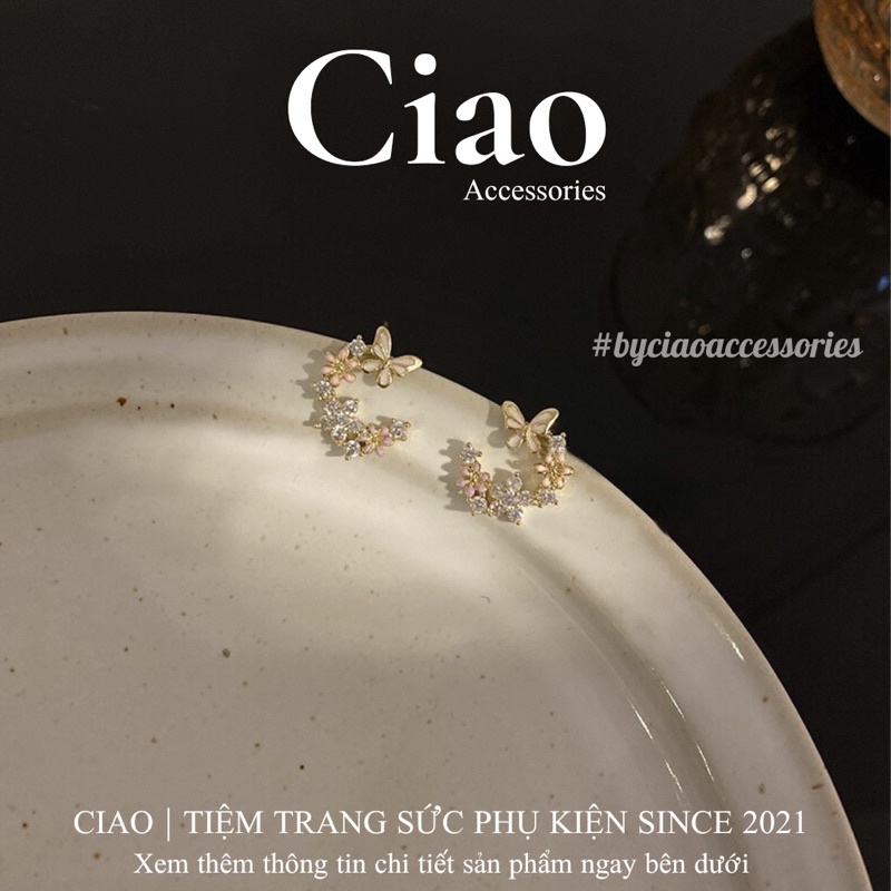 [HOẢ TỐC 1H] Khuyên tai/ Bông tai mạ bạc S925 thiết kế xinh xắn Paula Ciao &amp; Paulie Ciao
