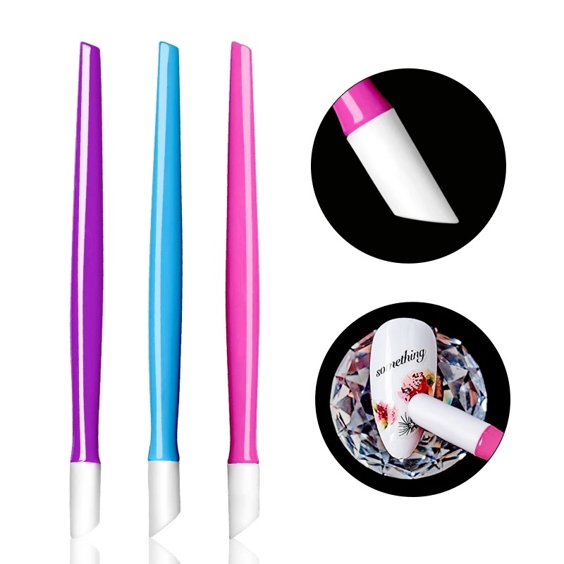 1 Cây Đẩy Sơn Móng Tay Bằng Cao Su Mềm Hai Đầu Màu Sắc Ngẫu Nhiên