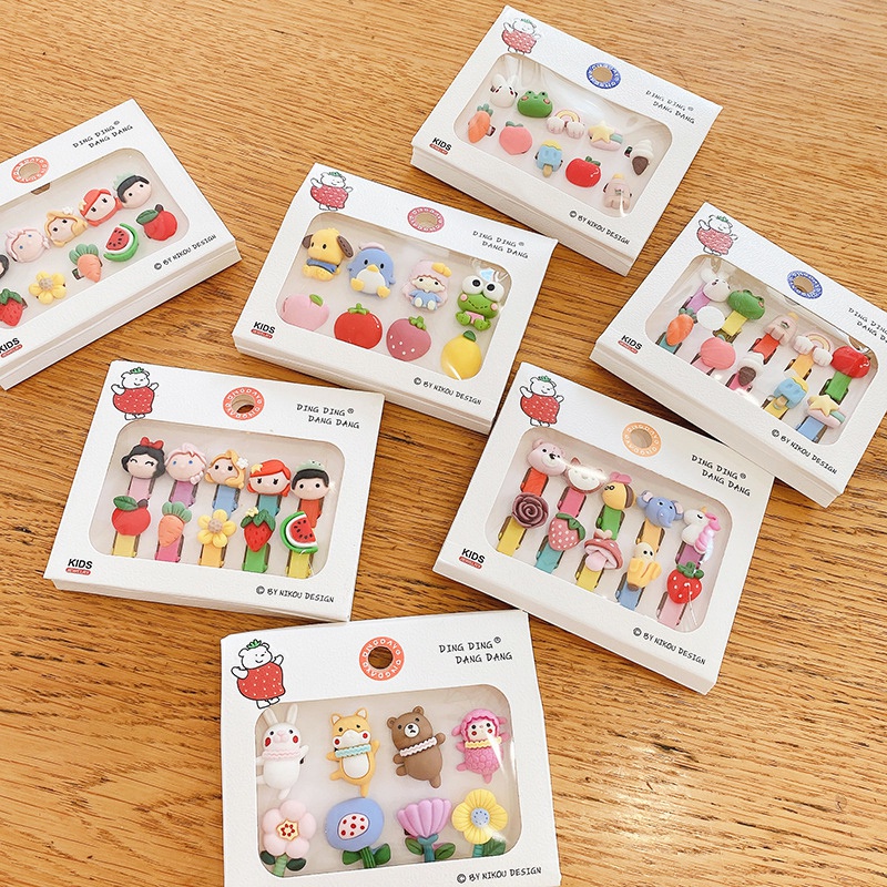 Set 10 Kẹp Tóc Nhỏ Hình Động Vật Dễ Thương Cho Bé Gái