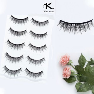Mi Giả 💖 𝘍𝘳𝘦𝘦𝘴𝘩𝘪𝘱 💖 Lông Mi Giả Chồn 5 Cặp - Kun Store