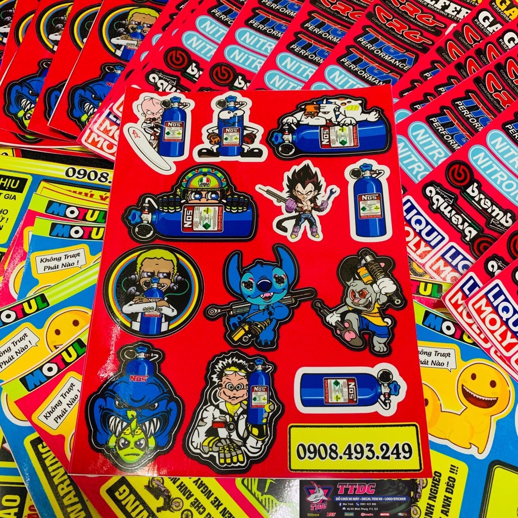 Bộ Tem Decal Racing cảnh báo cực đẹp