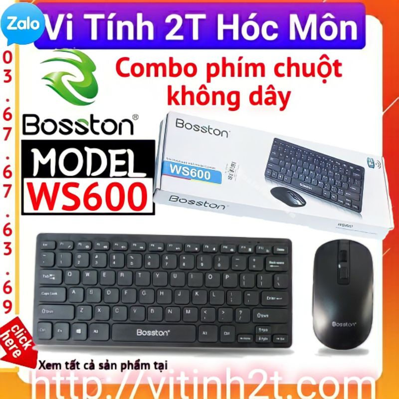 Combo Bàn Phím Không Dây Mini Bosston WS600 vi