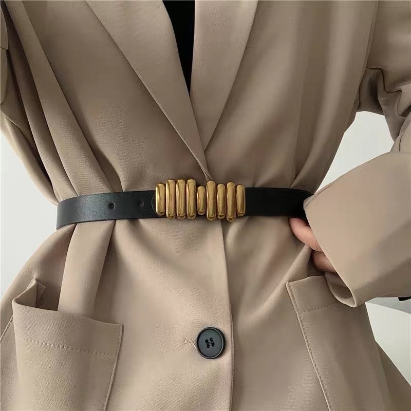 Thắt lưng dây nịt da mặt kim loại kiểu Hàn quốc