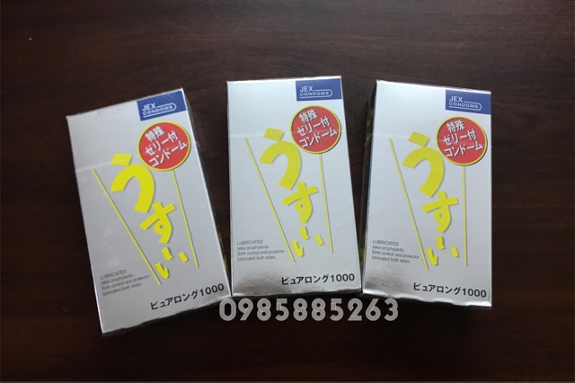 Bao cao su JEX  Usui Pure Long 1000 gân sóng màu tím thuỷ chung - Hộp 12 Pcs - Ipek_Shop