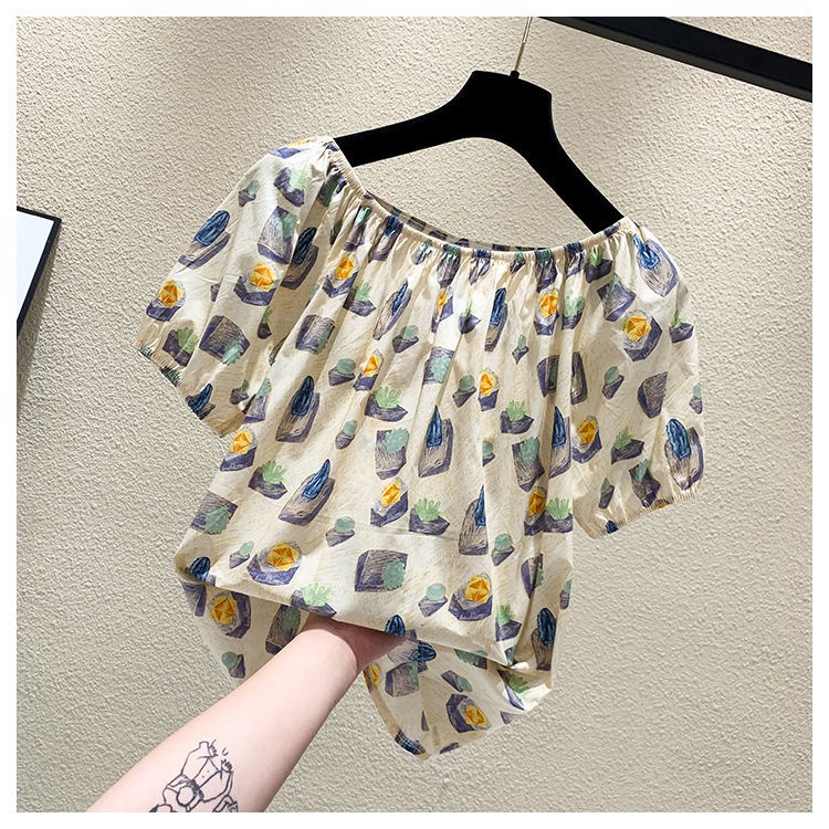 Áo Chiffon Ngắn Tay Trễ Vai Họa Tiết Hoa Thời Trang Mùa Hè Dành Cho Nữ