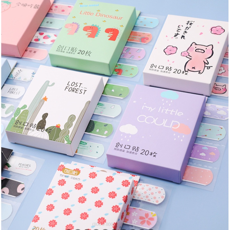 Set 20 băng gâu cá nhân che mụn bảo vệ vết thương chống nước kiểu hoạt hình siêu dễ thương giá rẻ