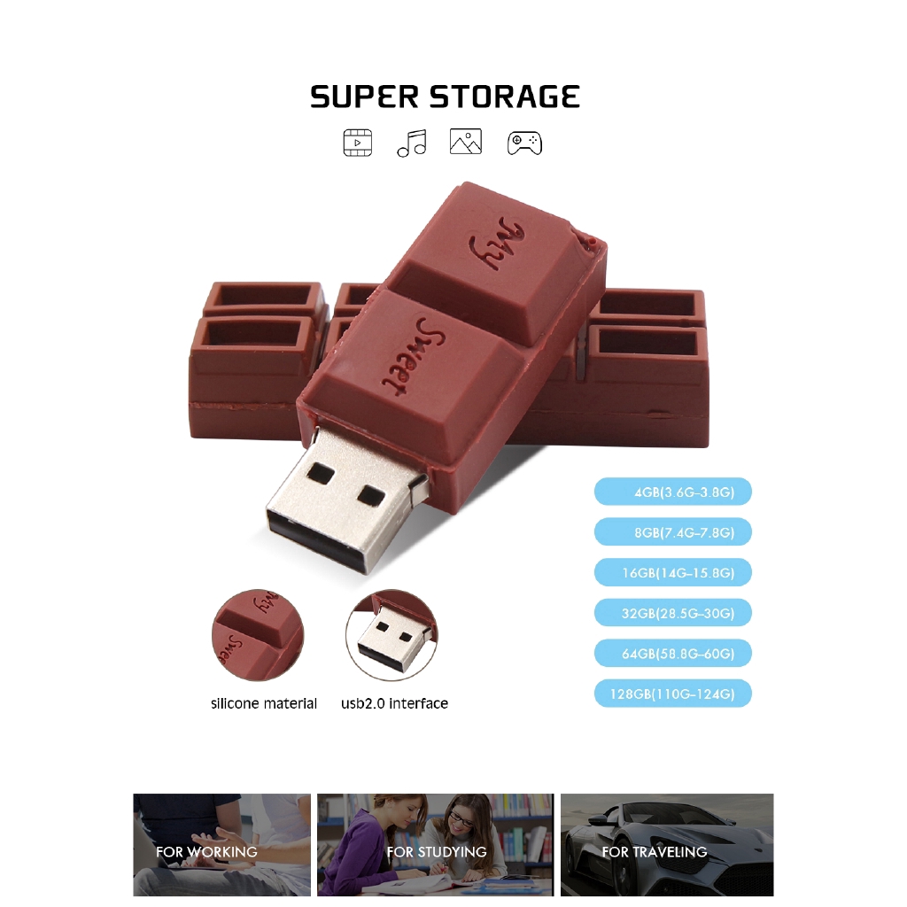 Usb 2.0 Bộ Nhớ 16gb Hình Thanh Socola