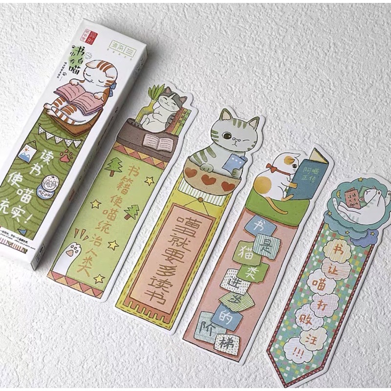 Hộp 30 Bookmark đánh dấu trang hình con mèo siêu cute