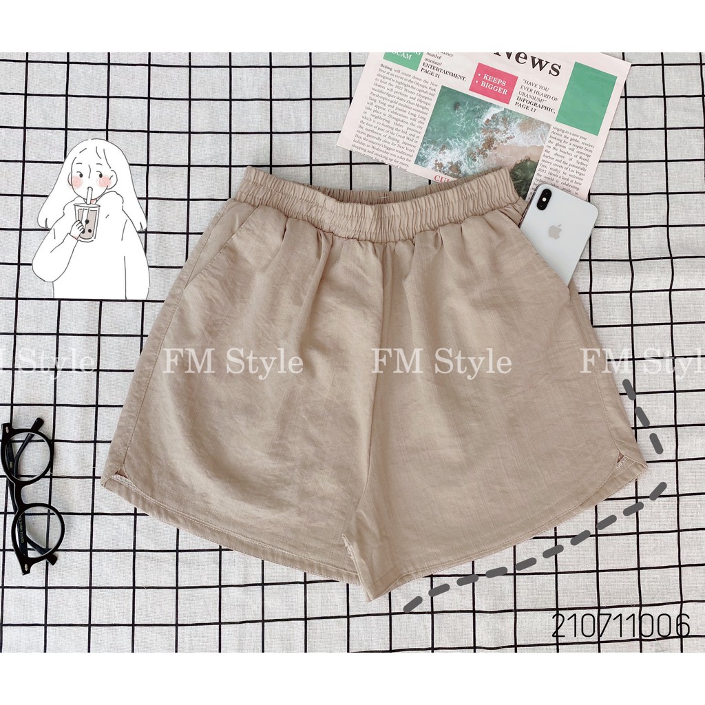Quần short đũi nữ FM Style lượn sườn siêu cute nhiều màu lựa chọn chất đũi mềm mịn, mát mẻ 220312500