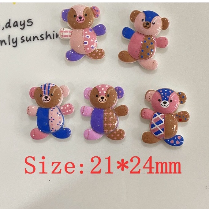 Charm (C358) slime/ Dụng Cụ Charm Trang Trí [Ko Keo &amp; Nút]Hình Gấu màu Cầu Vồng - Giá 1 cái
