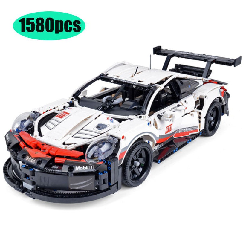 Đồ chơi Lắp ghép Mô hình White Super Racing Car Bela K8002 11171 Siêu Xe Trắng Đen Porscher 911RS