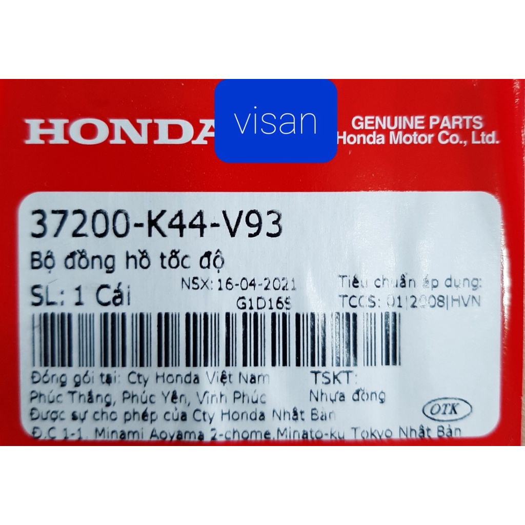 Bộ đồng hồ tốc độ xe Vision Mới (2015 - 2019) chính hãng Honda K44 37200-K44-V93