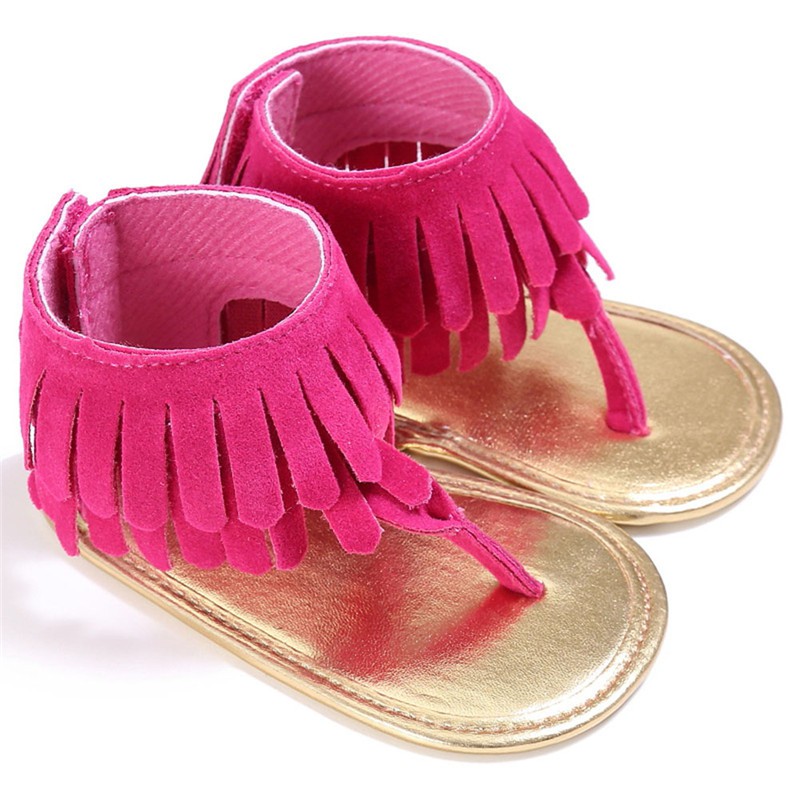 Thời Trang Sandal Tua Rua Đế Mềm Cho Bé Gái