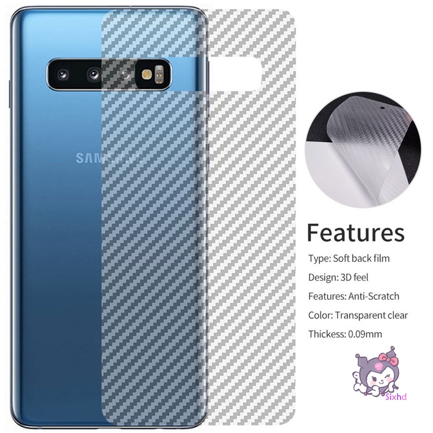 Miếng Dán Sợi Carbon Bảo Vệ Mặt Sau Cho Samsung M31 M30 M20 S10 S8 Plus S7 S6 Edge J7 J5 J2 Prime