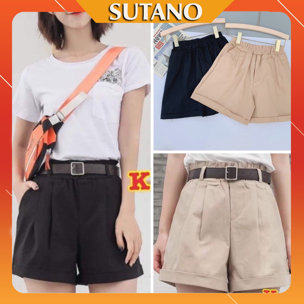 QUẦN SHORT NỮ CẠP CAO KAKI SIÊU HOT SIZE <50KG Q382 SUTANO