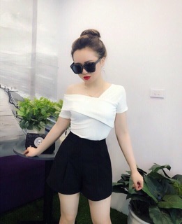 Áo thun trễ vai ảnh thật