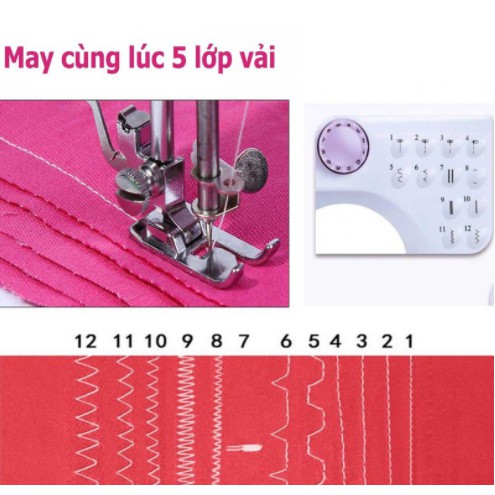 Máy May Mini Gia Đình UFR 705 | Máy Khâu Mini Gia Đình 12 Đường May, Có Vắt Sổ, May Được Vải Thun Có Chân Vịt