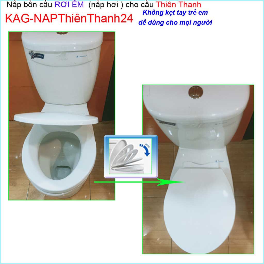 Nắp êm bồn cầu Thiên Thanh KAG-NAP24, nắp rơi êm bồn cầu, nắp hơi bàn cầu màu trắng Thiên Thanh 24