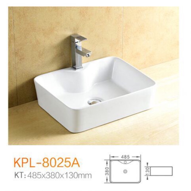 Lavabo rửa mặt keli 8025A, chậu rửa mặt đặt bàn, men chống bám bẩn lớp men sáng bóng