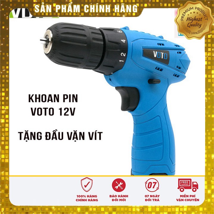 [ FREE SHIP ] Máy khoan pin cầm tay VOTO 12V -21V hàng chính hãng