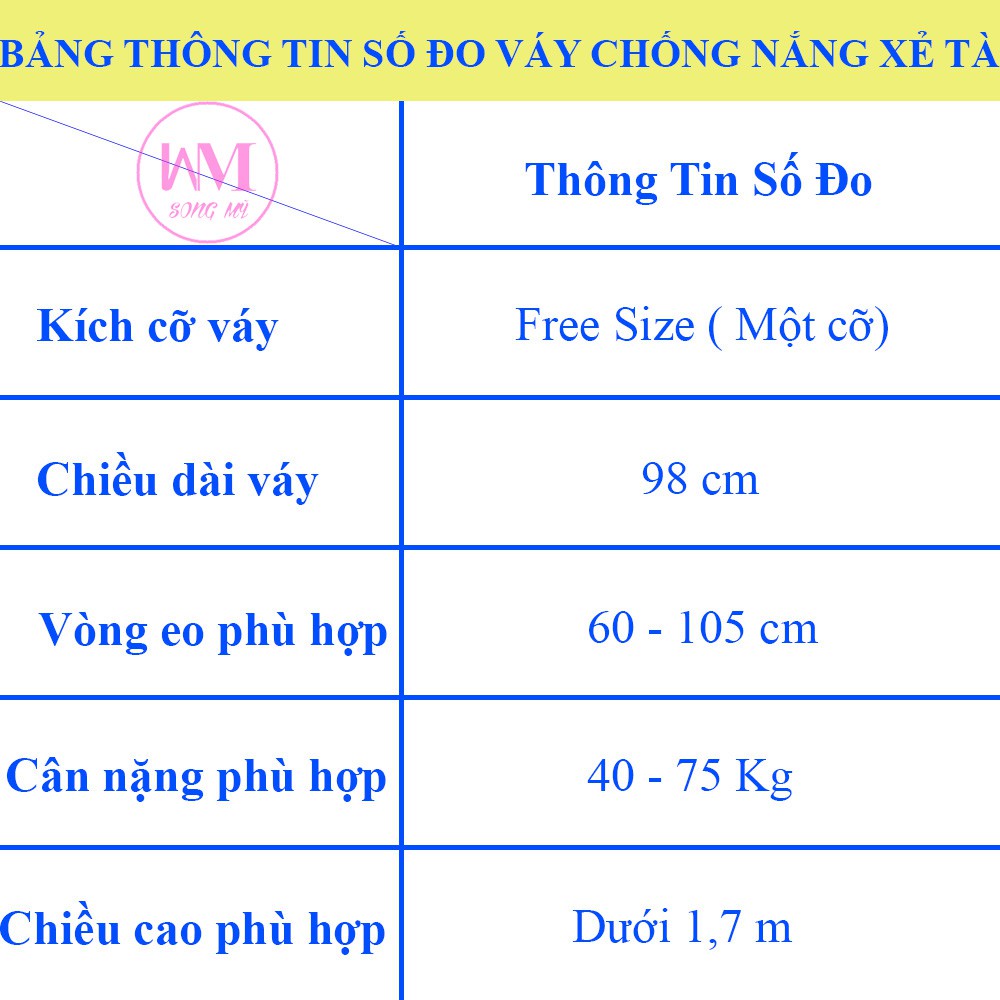 VÁY CHỐNG NẮNG XẺ TÀ CAO CẤP VẢI JEAN Thêu Hoa Thạch Thảo Xanh - Có dàn 3 nút bấm kim loại chắc chắn