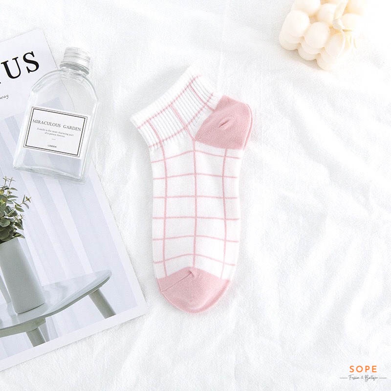Tất cổ ngắn nữ nam chất liệu cotton co giãn bốn chiều, thoáng khí chống hôi chân - Sope Shop