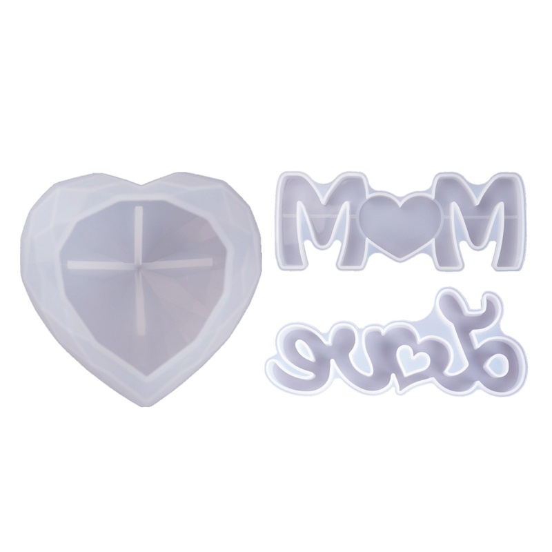 Set 3 Khuôn Silicone Làm Xà Phòng Bằng Nhựa Resin Hình Trái Tim