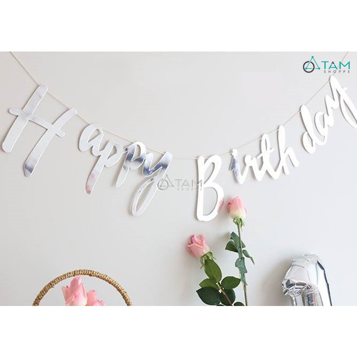 Dây chữ Happy Birthday bằng giấy ép kim