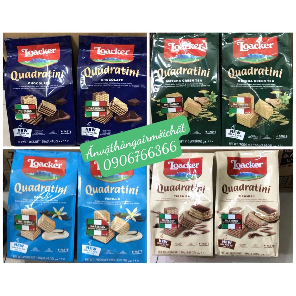 Bánh Xốp Ý Loacker Quadratini 110 gram - 125 gram