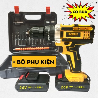 Máy khoan bê tông dewalt 26v - 2 pin chuẩn 5 cell - máy khoan tường, máy bắt vít - máy khoan có búa