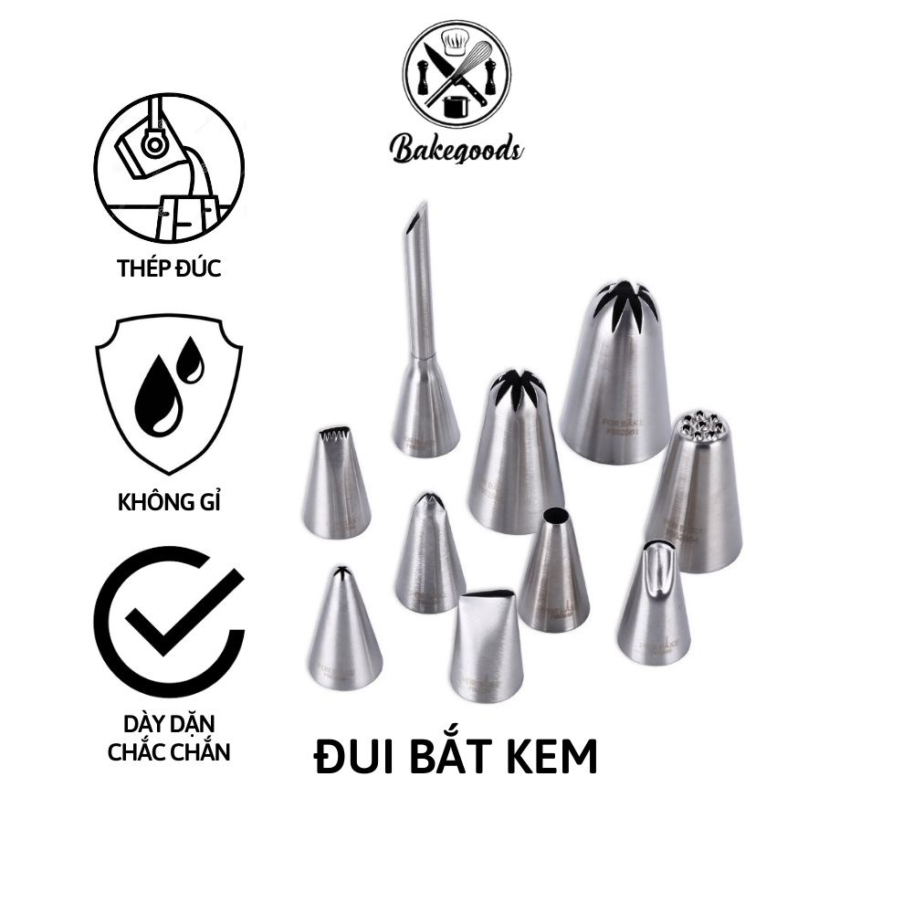 Đui bắt kem, đuôi bắt hoa cơ bản bằng thép đúc liền khối hàng cao cấp (đui bơm su kem, đui 1G, đui 2C,...) nhiều mẫu