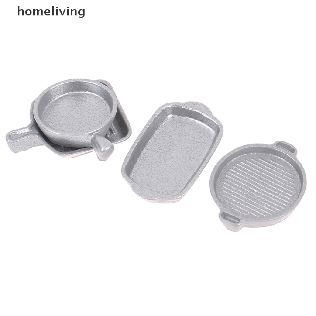 Set 4 Mô Hình Chảo Nấu Ăn Mini Tỉ Lệ 1: 12 Trang Trí Nhà Búp Bê