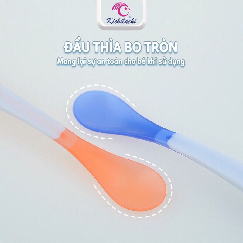 Thìa báo nóng cho bé kichi_Thìa/muỗng cảm ứng nhiệt cho bé ăn dặm từ 4m