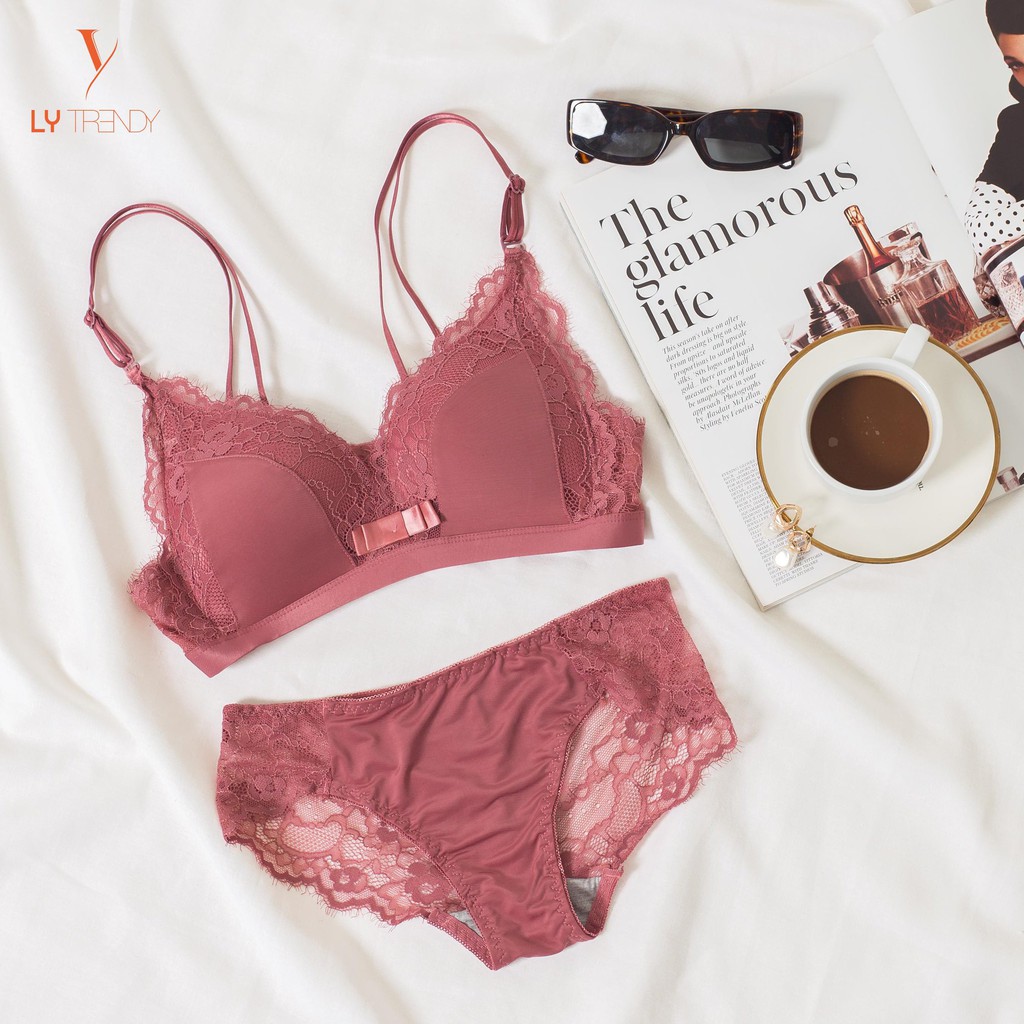 Bộ lót đệm mỏng không gọng, bộ lót ren mềm mại nâng đẩy ngực - B05