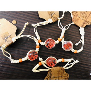 Vòng tay hoa khô pha lê màu đỏ