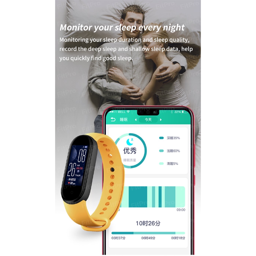 Đồng hồ thông minh Mi Band 5 M5 theo dõi nhịp tim huyết áp theo dõi sức khỏe các hoạt động thể thao IOS Android